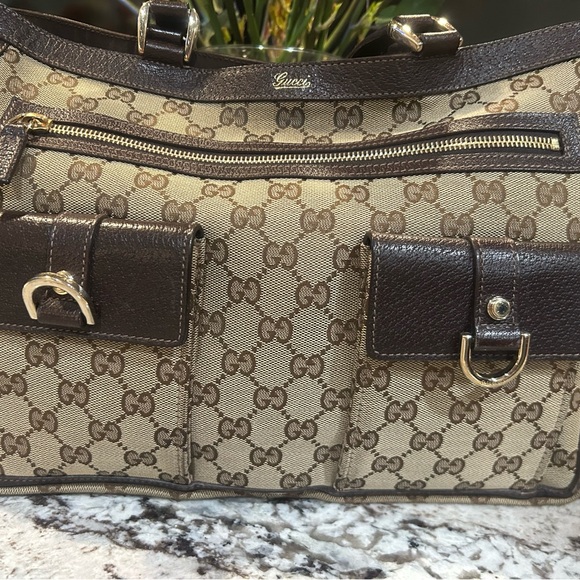 Gucci Tan and Brown Monogram Shoulder Bag - Picture 3 of 16